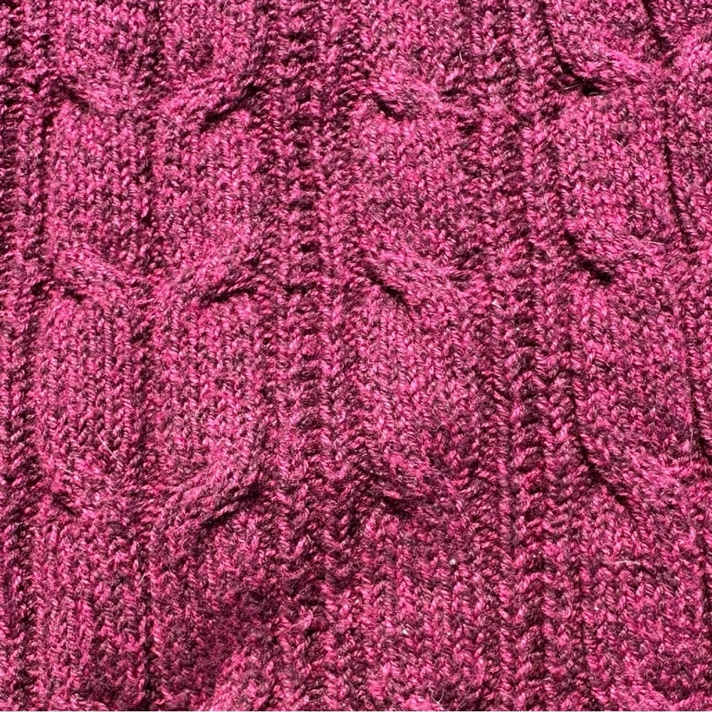 St. John's Bay Burgundy Cable Knit Crewneck Sweater PM Petite Medium Raspberry - Picture 5 of 9